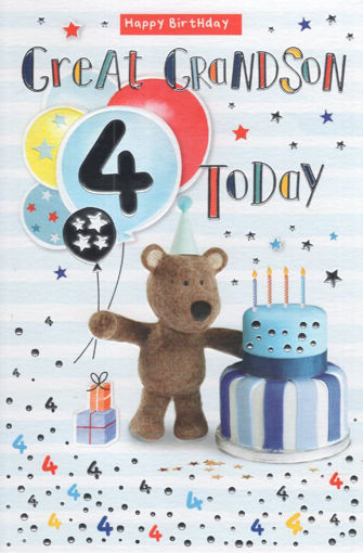 Picture of HAPPY BIRTHDAY GREAT GRANDSON 4TH TODAY CARD